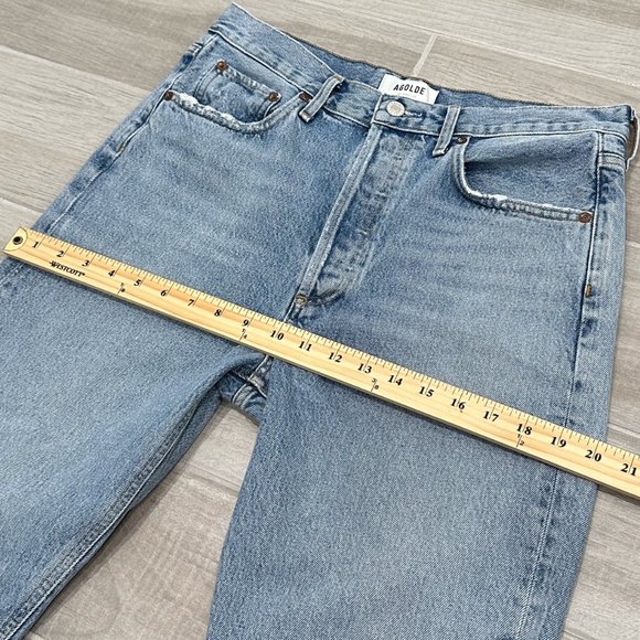 Agolde Riley High Rise Straight Crop Jeans in Curio Light Wash Denim Size 28 - Picture 13 of 16